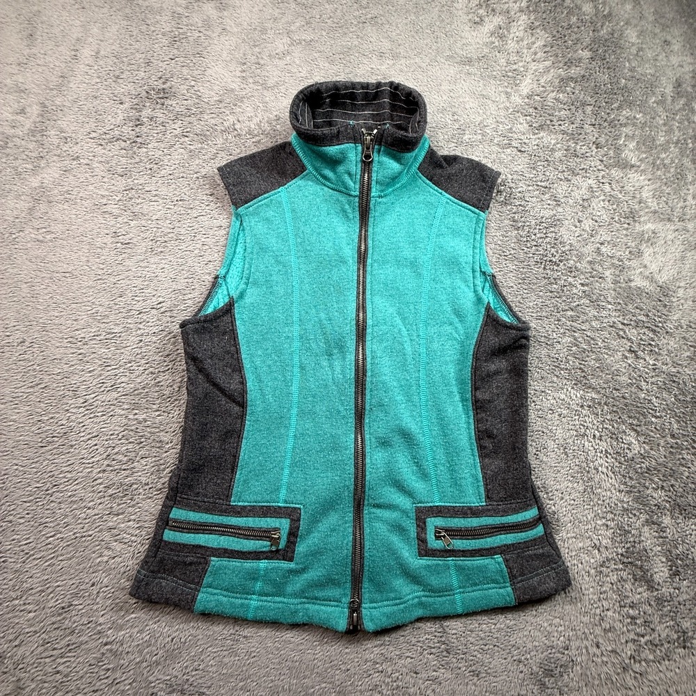 Kuhl Womens Kashmira Knit Vest M Blue Gray Full Zip Outdoors Hiking Zip Pockets
